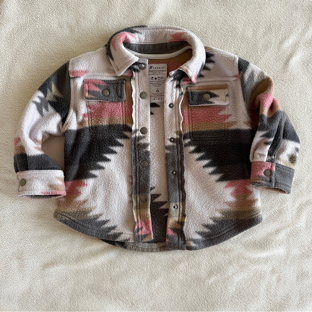 Fornia Kids Southwest Patterned Button-Up Fleece Jacket Size 4T
